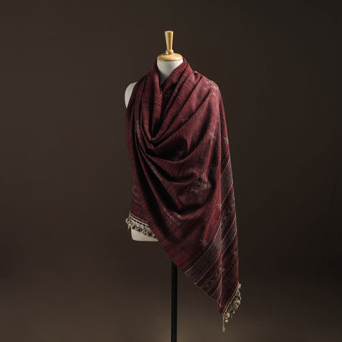 Kutch Bhujodi Handspun Handwoven Merino Wool x Katia Silk Chomuk Buta Shawl 03