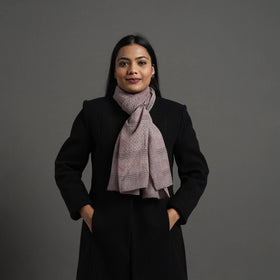 Beige - bagh hand printed merino woollen stole 49