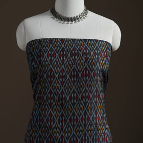 Black - Pochampally Ikat Handloom Sico Unstitched Dress Material: Kurta with Mulberry Silk Dupatta 35