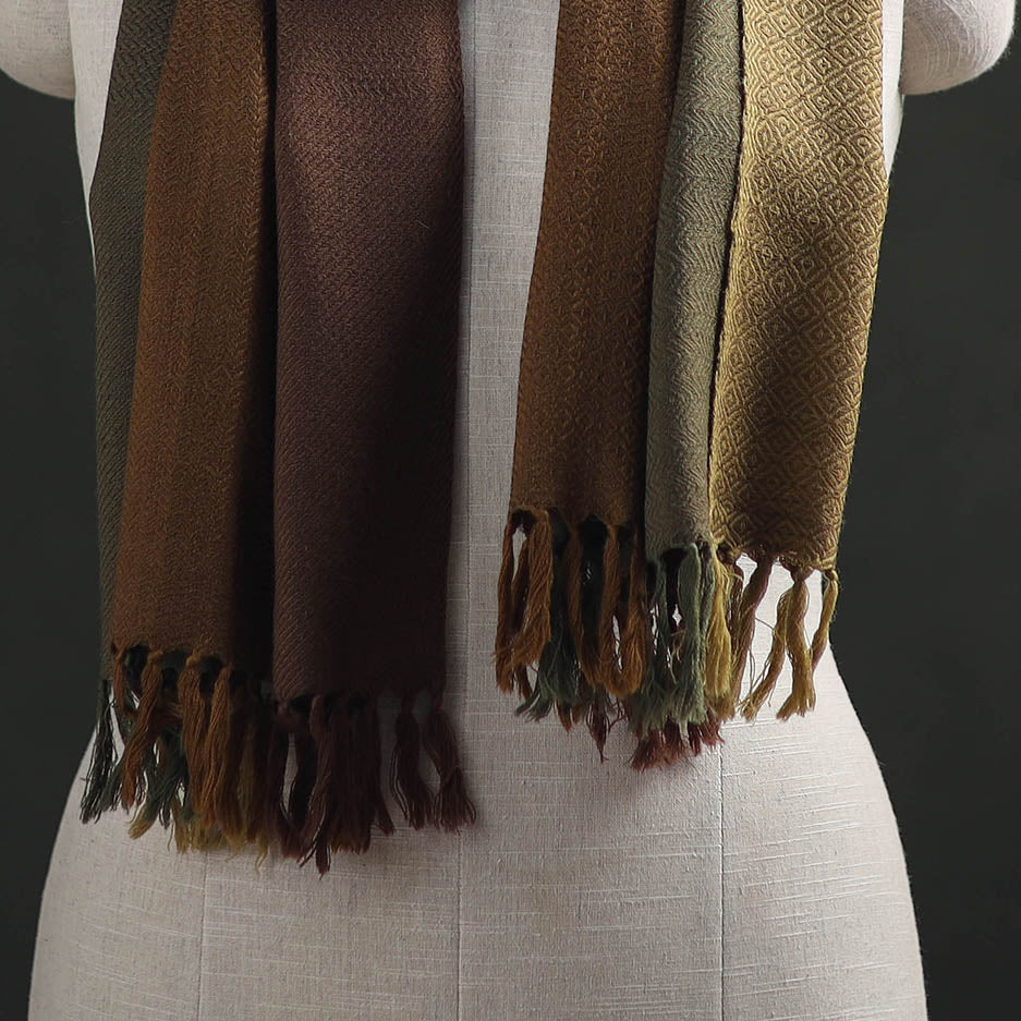 Brown - Kumaun Handwoven Pure Merino Wool Stole 102