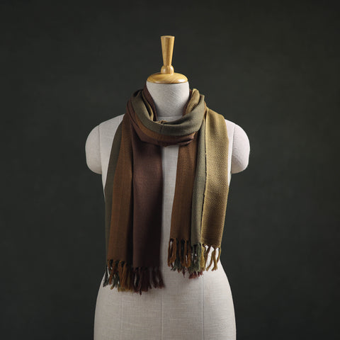 Brown - Kumaun Handwoven Pure Merino Wool Stole 102