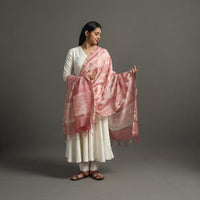 Peach - Tie & Dye Chanderi Silk Shibori Dupatta 76