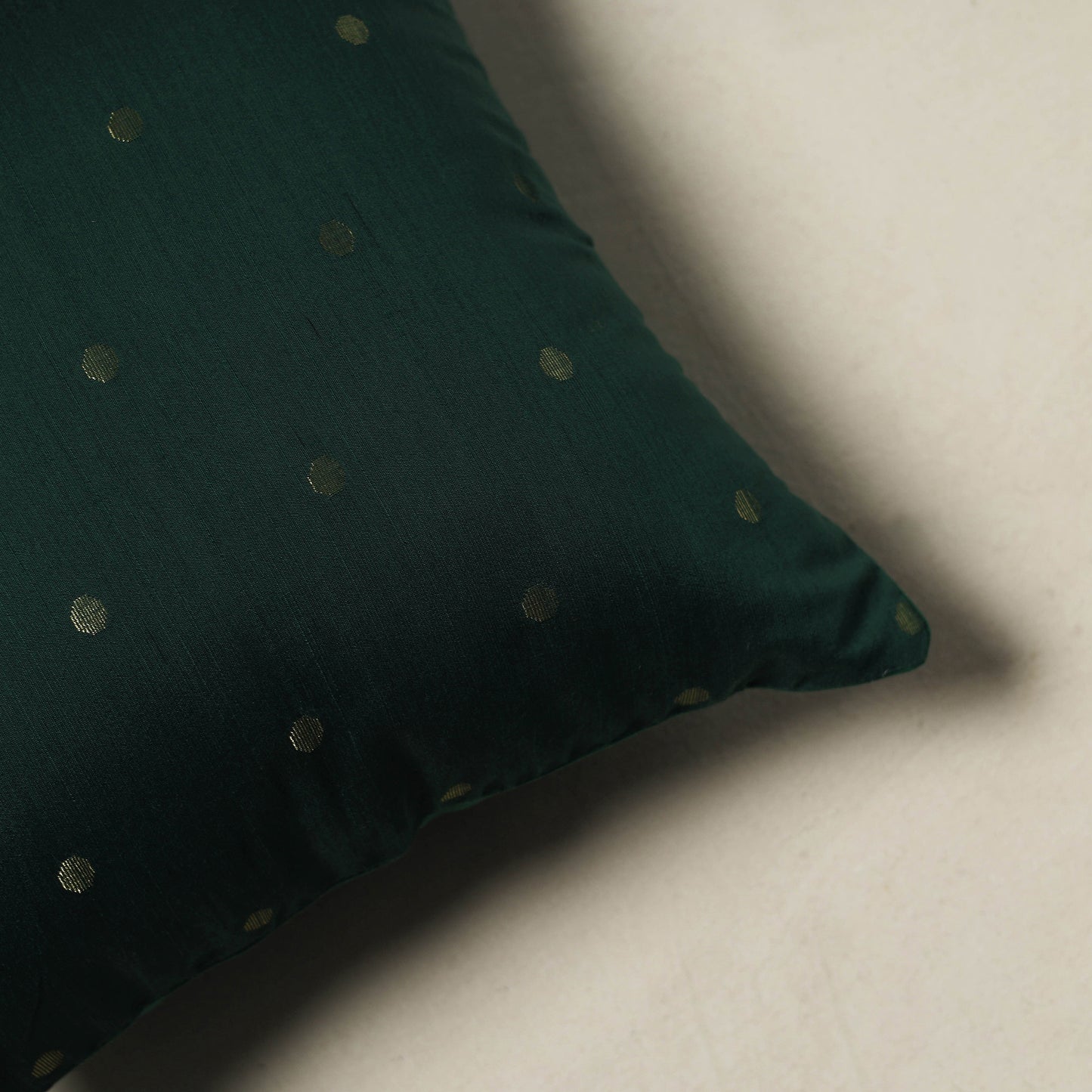 Polka Dot Zari Buti Plain Cushion Cover (16 x 16 in) 20