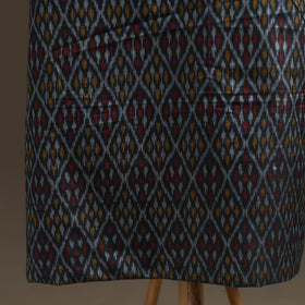 Black - Pochampally Ikat Handloom Sico Unstitched Dress Material: Kurta with Mulberry Silk Dupatta 35