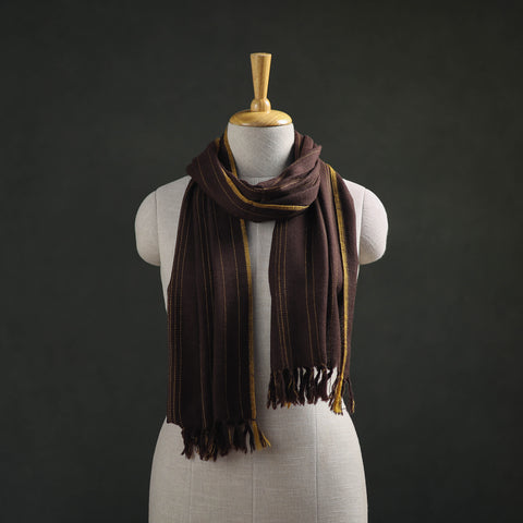 Brown - Kumaun Handwoven Pure Merino Wool Stole 103