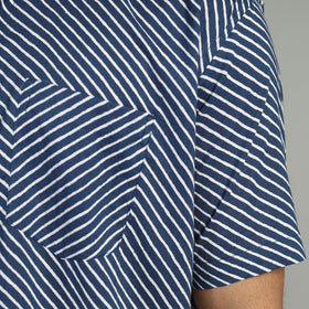 Buy Indigo Block Printed Cotton Men Half Sleeve Shirt 04 Online l iTokri.com
