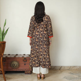 Buy  Kalamkari Printed Cotton A-Line Long Kurta with Patchwork 71 Online at iTokri.com