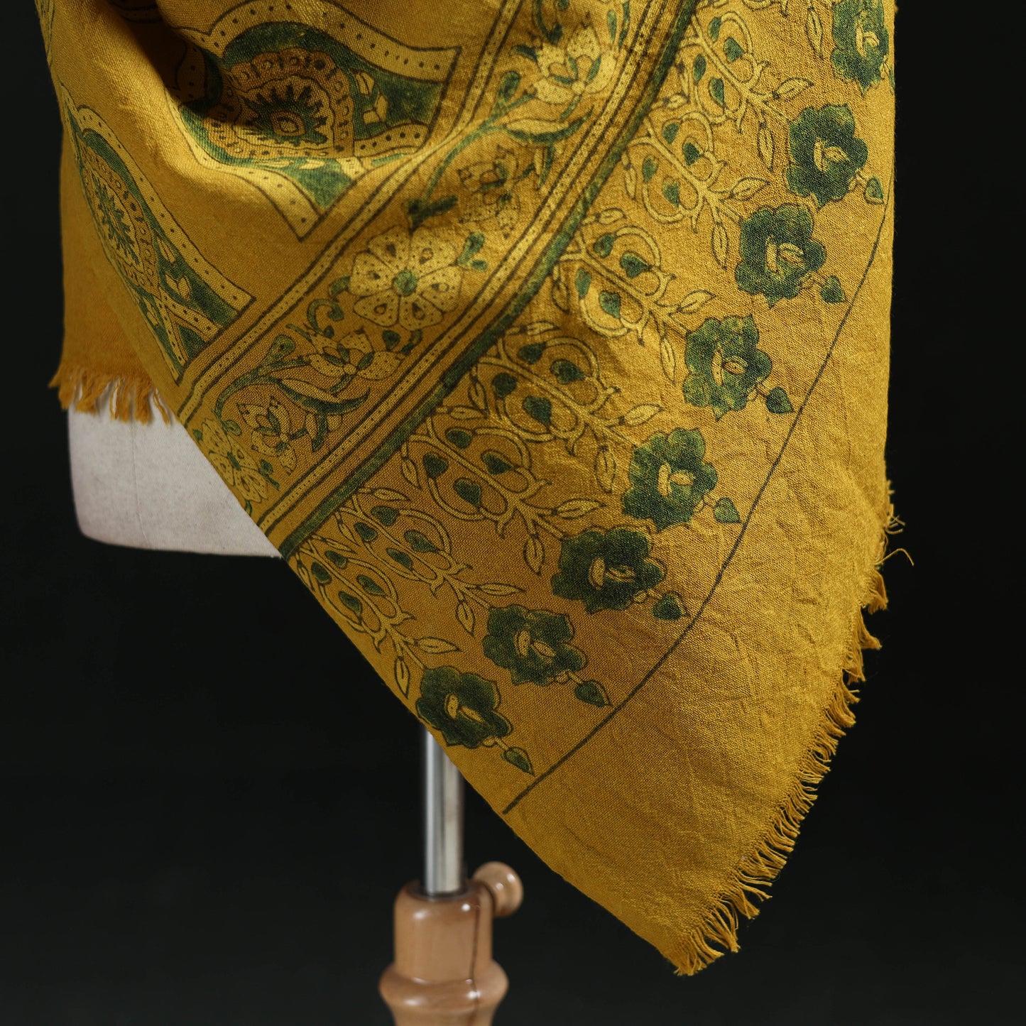 Ajrakh Hand Block Print Natural Dyed Handwoven Acrylic Wool Shawl 13