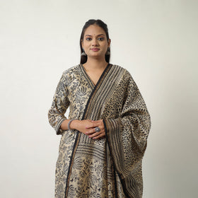 Buy Beige Chanderi Silk Hand Block Bagru Print Kurta Set