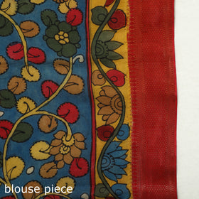 Multicolor - Srikalahasti Kalamkari Pen Work Mangalagiri Silk Saree with Zari Border