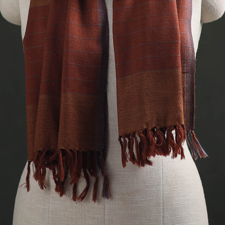 Brown - Kumaun Handwoven Pure Merino Wool Stole 104