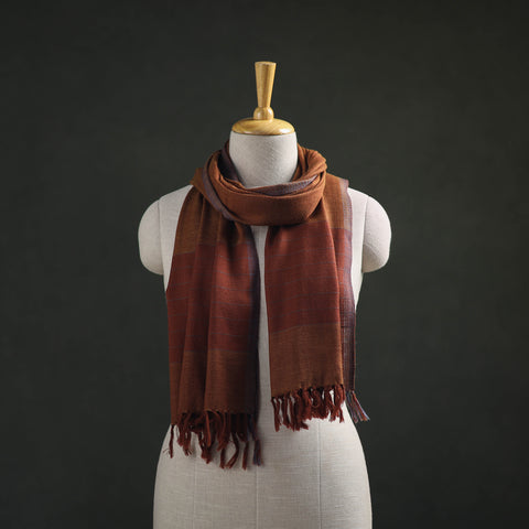 Brown - Kumaun Handwoven Pure Merino Wool Stole 104
