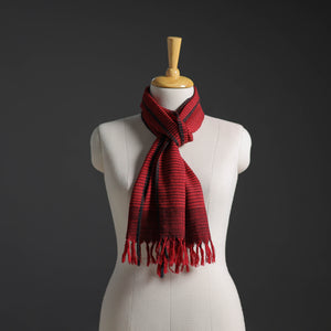 Red - Kumaun Handwoven Pure Merino Wool Scarf 264