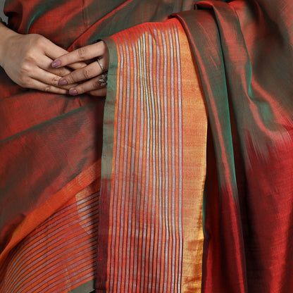 Maroon - Traditional Venkatagiri Pure Handloom Silk Cotton Saree 12