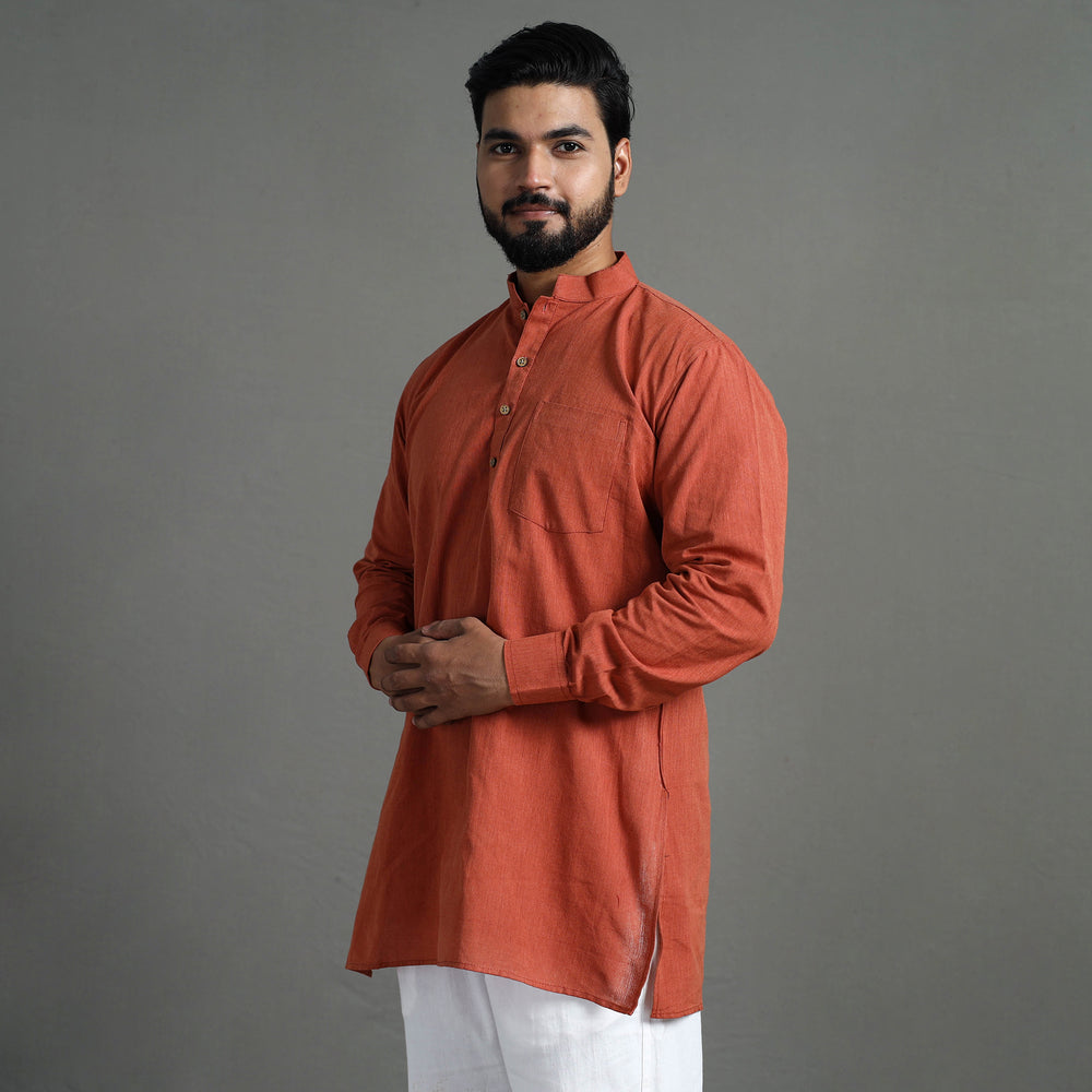 Plain Handloom Cotton Men Short Kurta