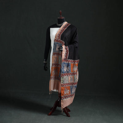 Multicolor - Mata Ni Pachedi Handpainted Natural Dyed Chanderi Silk Handloom Dupatta 08