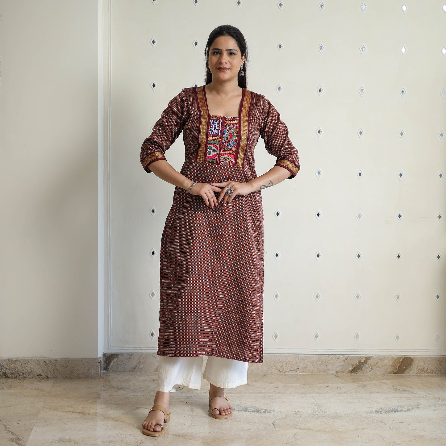 Brown - Traditional Cotton Khun Straight Kurta for Women 19