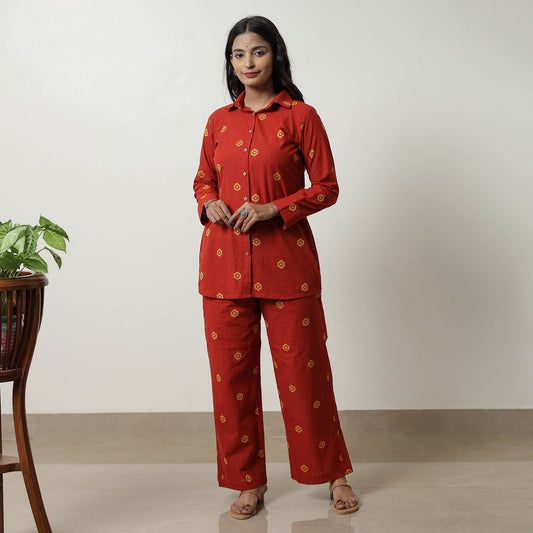 Orange - Jacquard Cotton Co-Ord Set 01