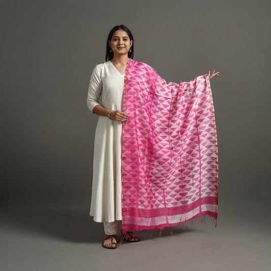 Pink - Tie & Dye Chanderi Silk Shibori Dupatta 77