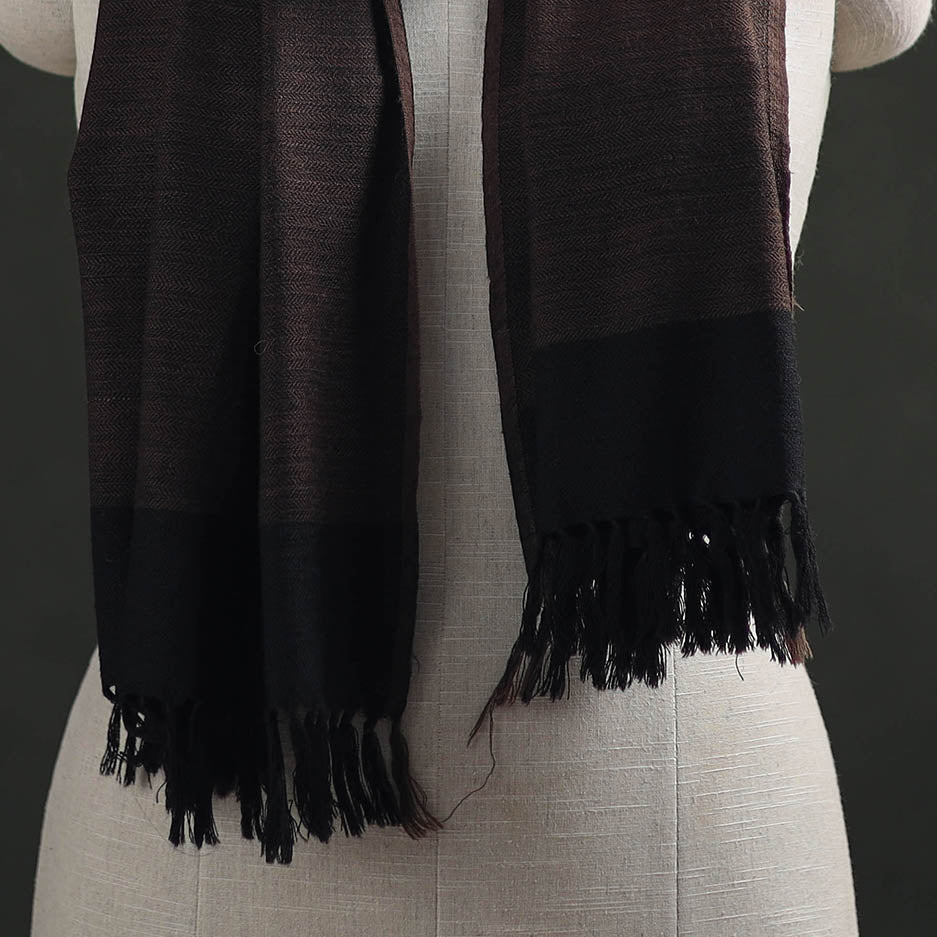 Brown - Kumaun Handwoven Pure Merino Wool Stole 105