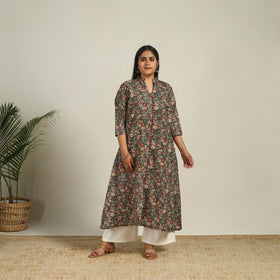 Buy Green Printed Cotton A-Line Kalamkari Kurta For Women