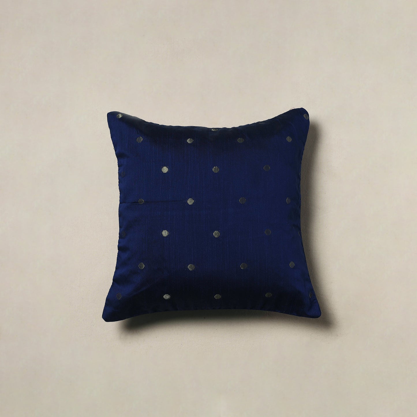 Polka Dot Zari Buti Plain Cushion Cover (16 x 16 in) 21