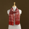 Red - Pipad Hand Block Print Natural Dyed Chanderi Silk Handloom Stole 42