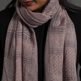 Beige - bagh hand printed merino woollen stole 49