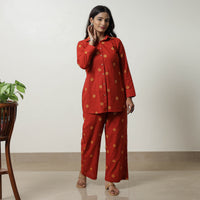 Orange - Jacquard Cotton Co-Ord Set 01