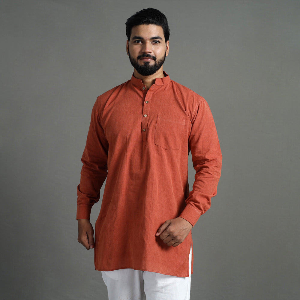 Plain Handloom Cotton Men Short Kurta