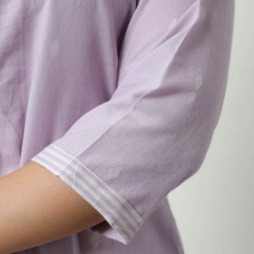 Purple - Jacquard Cotton A-Line Kurta 11