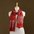 Red - Pipad Hand Block Print Natural Dyed Chanderi Silk Handloom Stole 43