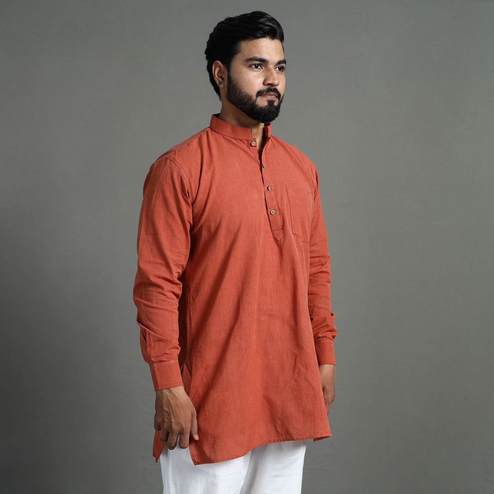 Plain Handloom Cotton Men Short Kurta