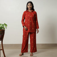 Orange - Jacquard Cotton Co-Ord Set 01