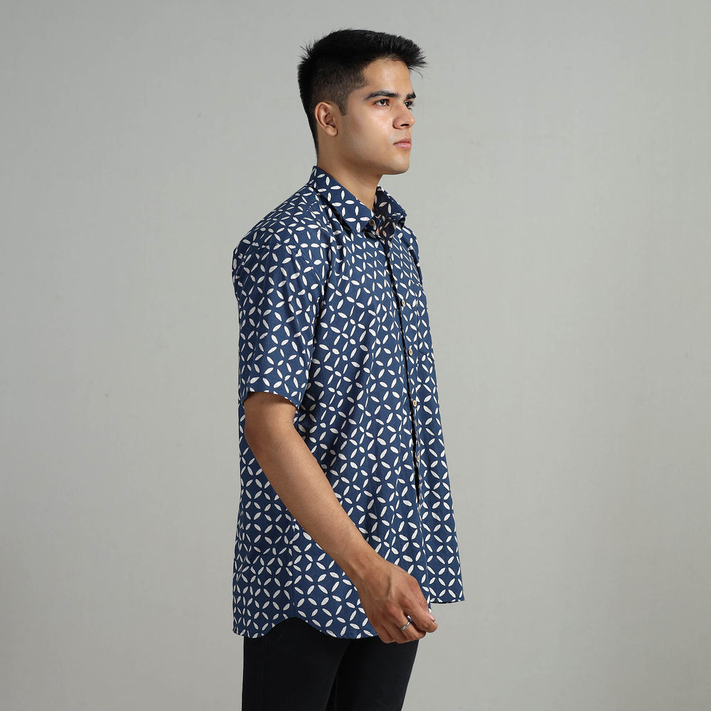 Indigo Block Printed Shirt