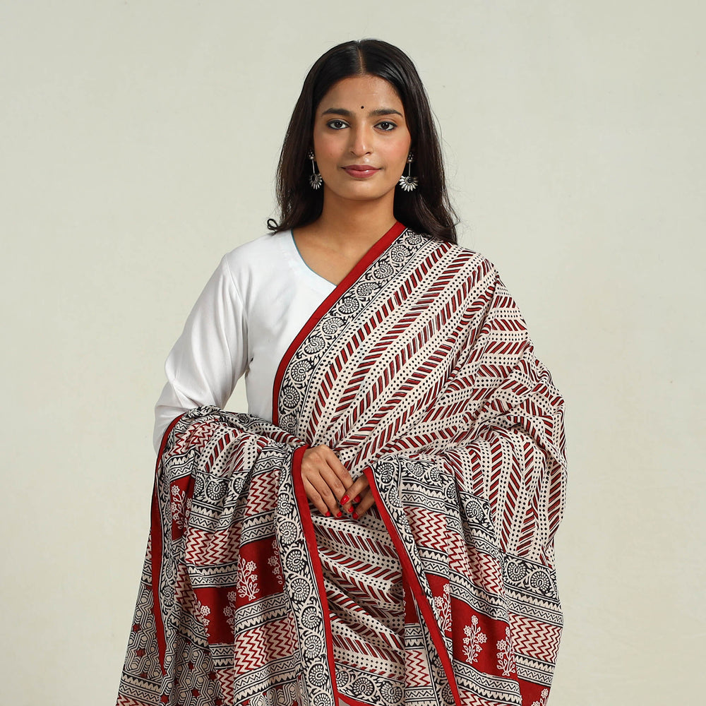 Multicolor - Hand Block Print Cotton Bagh Dupatta 05