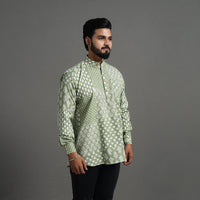 Kantha Stitch Cotton Short Sanganeri Kurta for Men 12