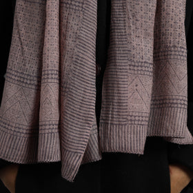 Beige - bagh hand printed merino woollen stole 49