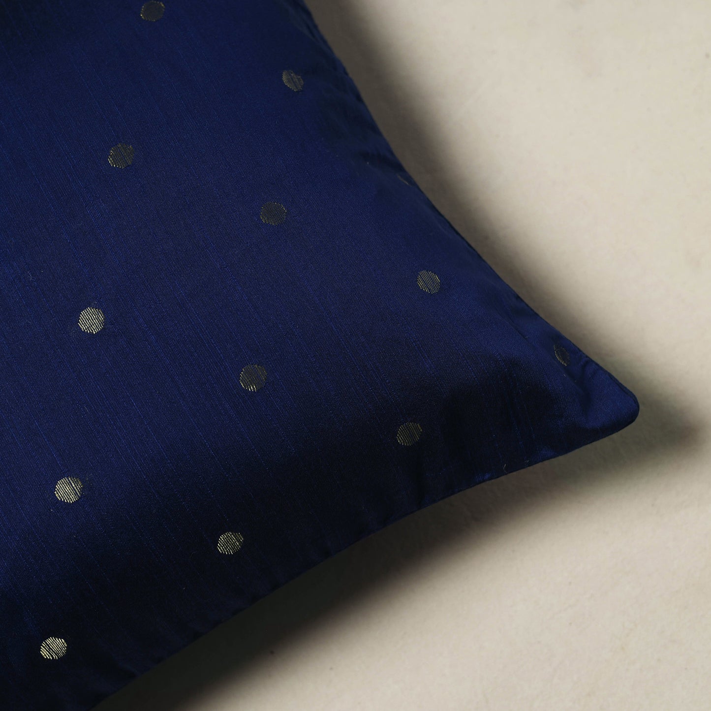 Polka Dot Zari Buti Plain Cushion Cover (16 x 16 in) 21
