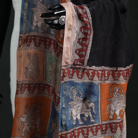 Multicolor - Mata Ni Pachedi Handpainted Natural Dyed Chanderi Silk Handloom Dupatta 08