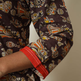 Buy  Kalamkari Printed Cotton A-Line Long Kurta with Patchwork 71 Online at iTokri.com