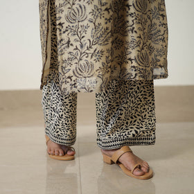 Buy Beige Chanderi Silk Hand Block Bagru Print Kurta Set