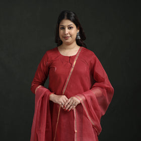 Plain Slub Cotton Hand Embroidered Suit Set with Dupatta for women 13