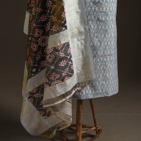 Pochampally Ikat Handloom Sico Unstitched Dress Material: Kurta with Mulberry Silk Dupatta 36