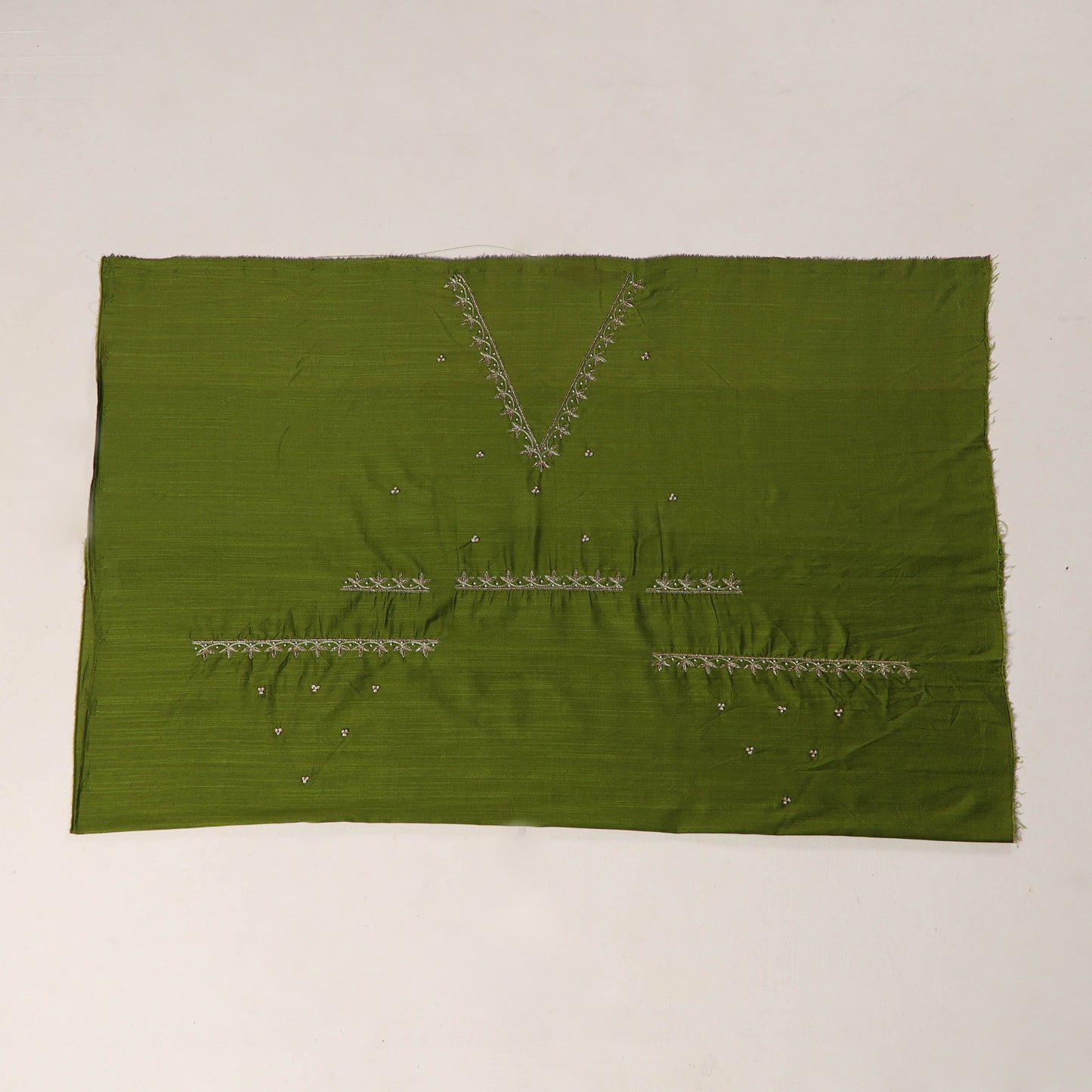 Green - zardozi hand embroidery slub silk plain blouse