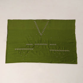 Green - zardozi hand embroidery slub silk plain blouse