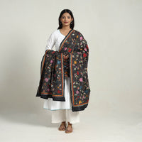 Black - Pure Silk Bengal Kantha Embroidery Dupatta 30