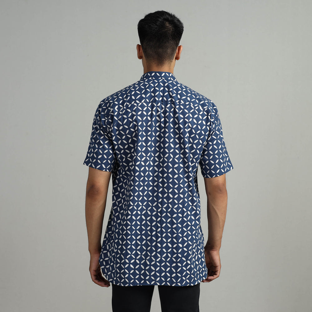 Indigo Block Printed Shirt