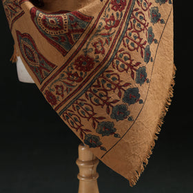 Ajrakh Hand Block Print Natural Dyed Handwoven Acrylic Wool Shawl 14