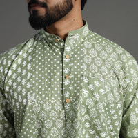 Kantha Stitch Cotton Short Sanganeri Kurta for Men 12